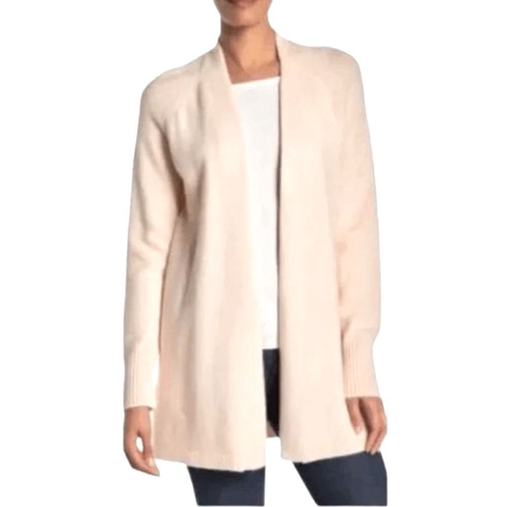 Magaschoni Open Front Long Sleeve Cardigan in Cream size Medium